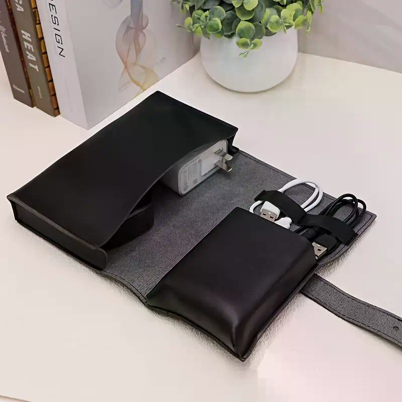 Tech Accessories Travel Case - 1 adet PU Deri Çok Bölmeli