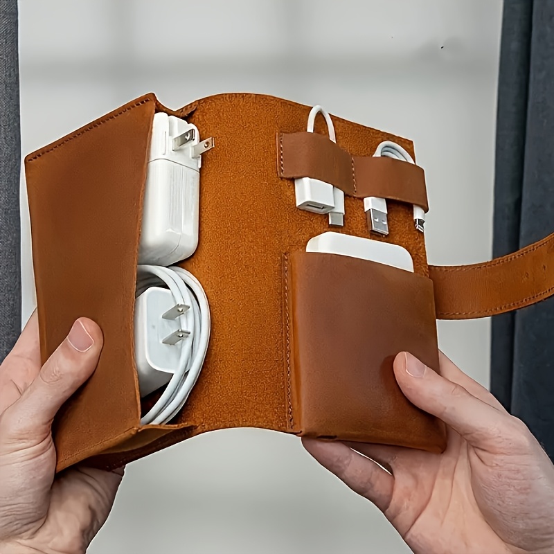 Tech Accessories Travel Case - 1 adet PU Deri Çok Bölmeli