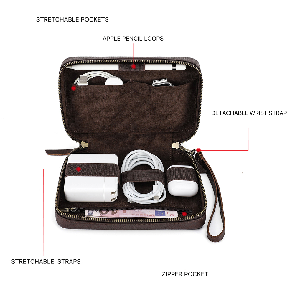 Hakiki deri taşınabilir USB ve - Tech Accessories Case incelemesi ve fiyatı